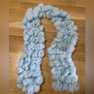 Real rabbit fur scarf stole baby blue fur